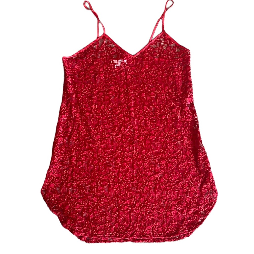 Vintage Red Chemise Amelia’s Small Sexy Lace Teddy Slip Lingerie Lacy Valentines